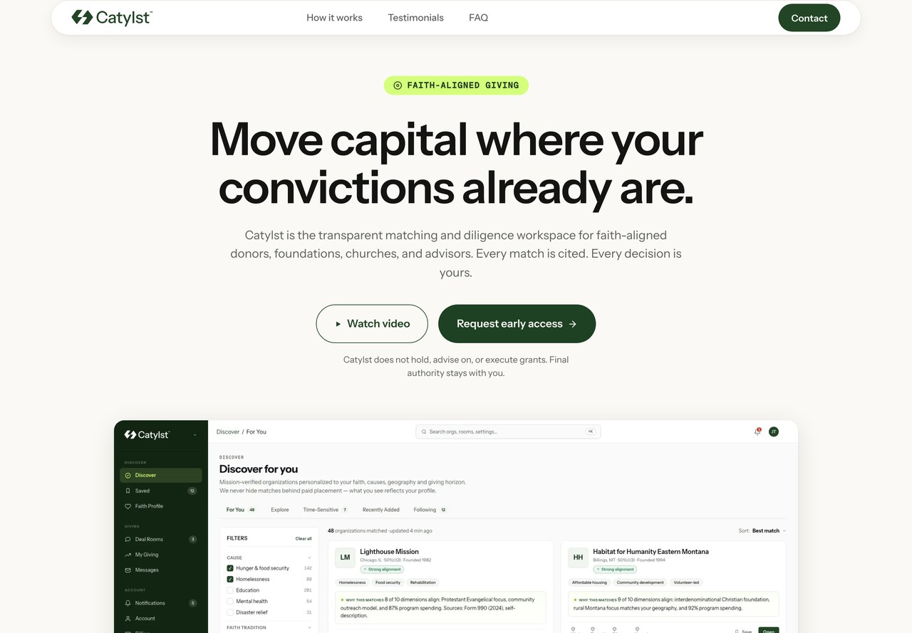 Catylst — home page of the public site, as captured.