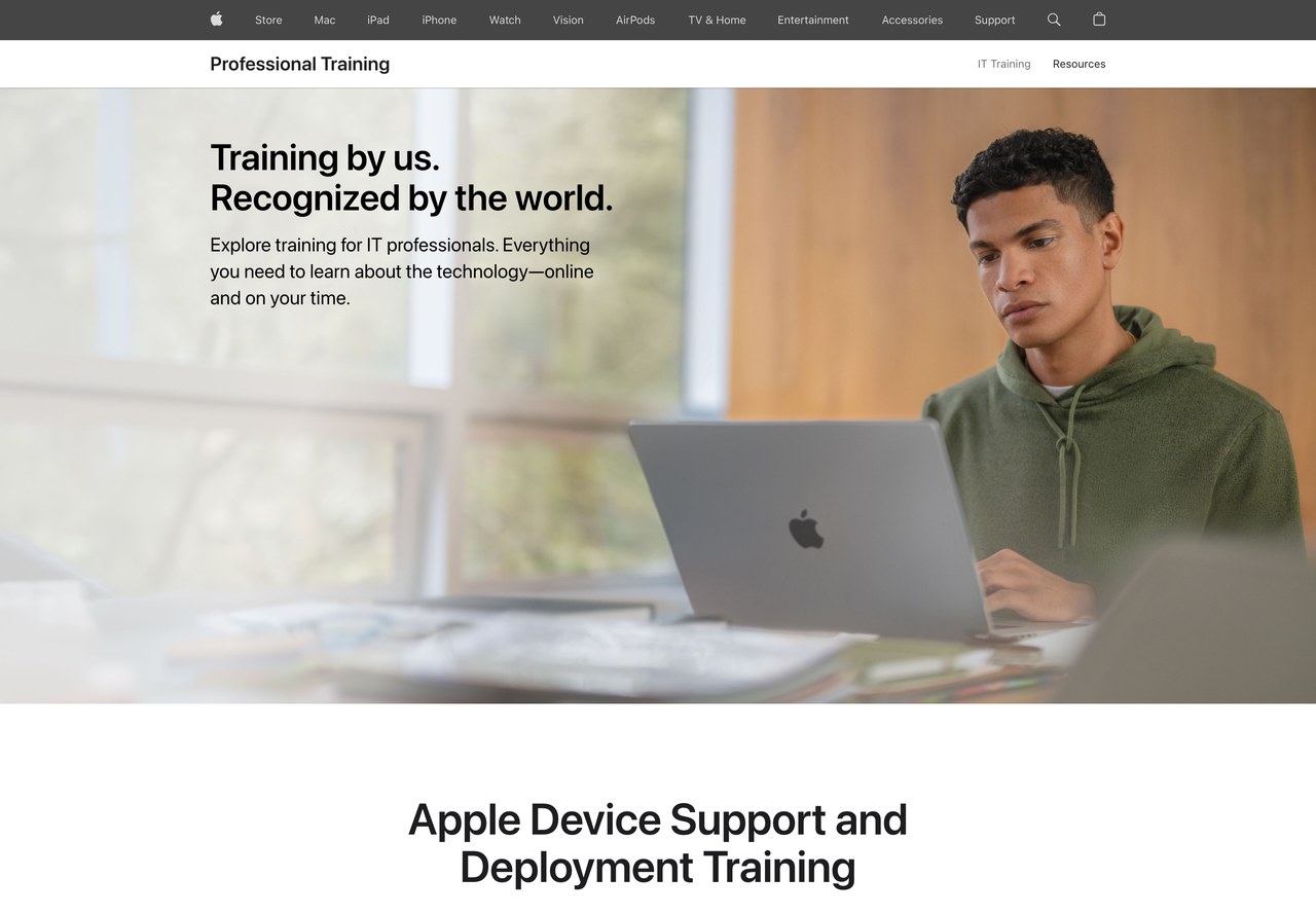 training.apple.com — home page of the public site, as captured.